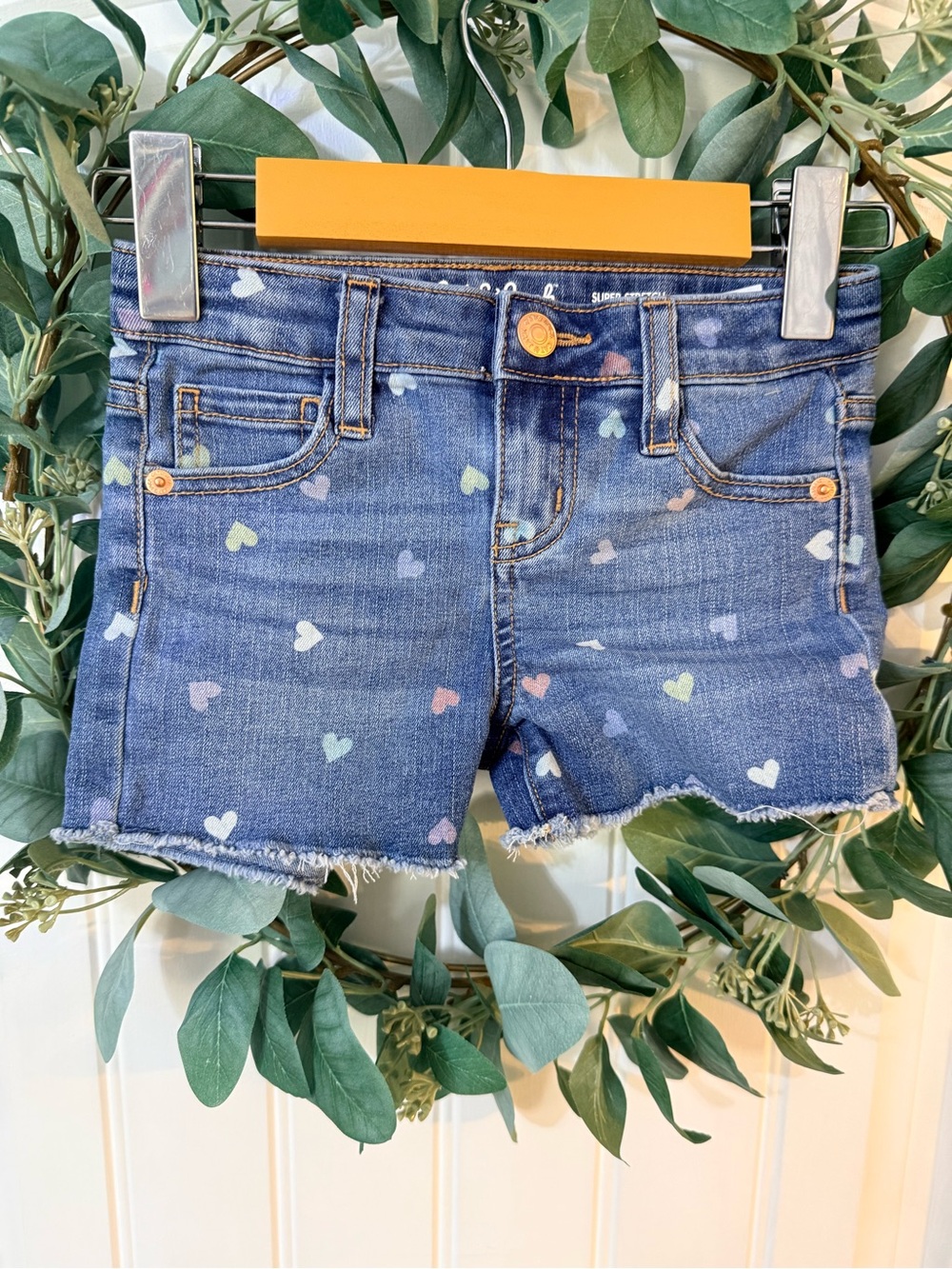 💫4/$25 • Cat & Jack Heart Print Cut Off Jean Shorts